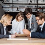 Business people having discussion, dispute at meeting or negotiations